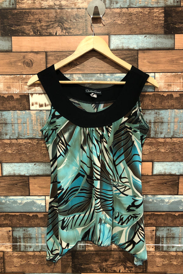 Camisole noire et bleue avec motifs (m) seconde main Christine Gerard