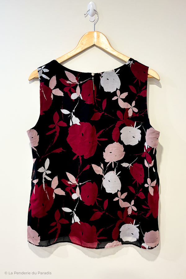 Camisole noire et bourgogne fleurie (l) seconde main Laura