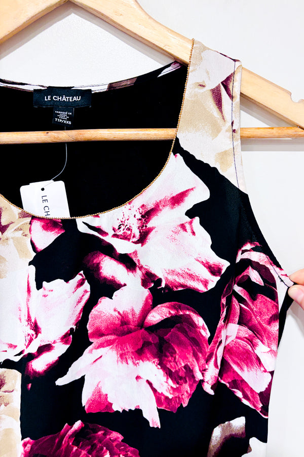 Camisole noire fleurie (xxs)-Le Château-La Penderie du Paradis 🕊
