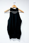 Camisole noire satinée haut licou avec diamants (m) seconde main Le Château