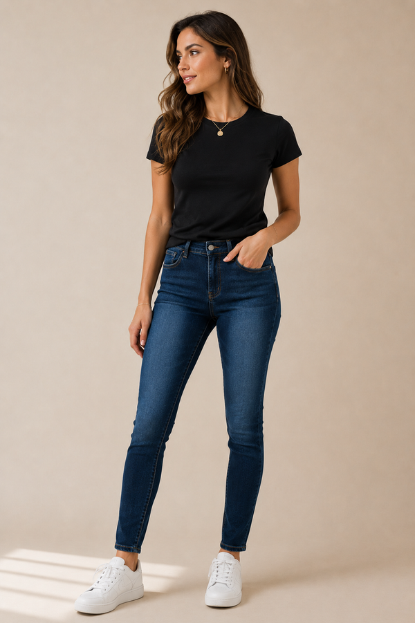 Jeans bleu foncé délavé seconde main - Autres- La Penderie du Paradis