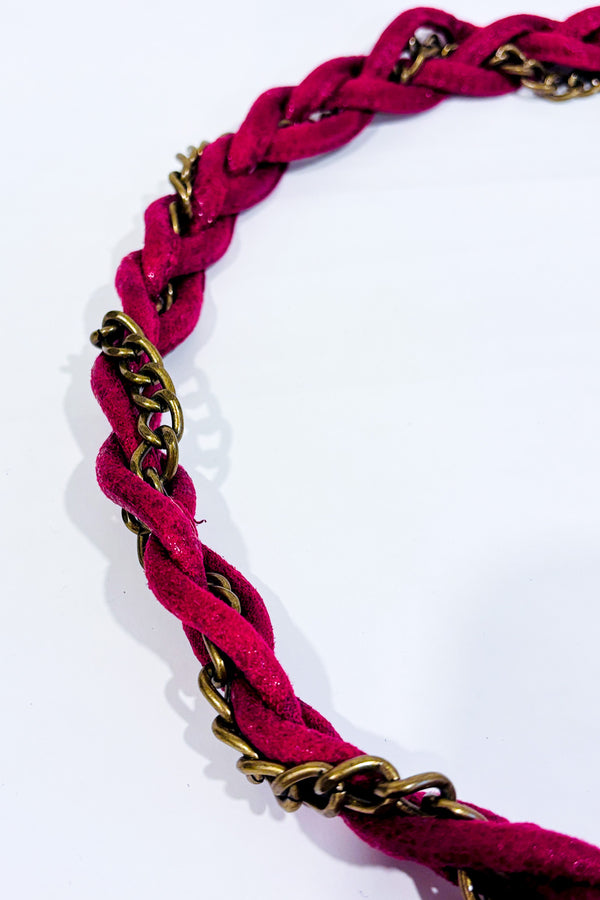 Ceinture tressée framboise avec chaines seconde main - Matt & Nat- La Penderie du Paradis
