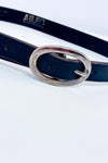 Ceinture noire en cuir avec boucle ovale seconde main - Les Ailes De La Mode- La Penderie du Paradis