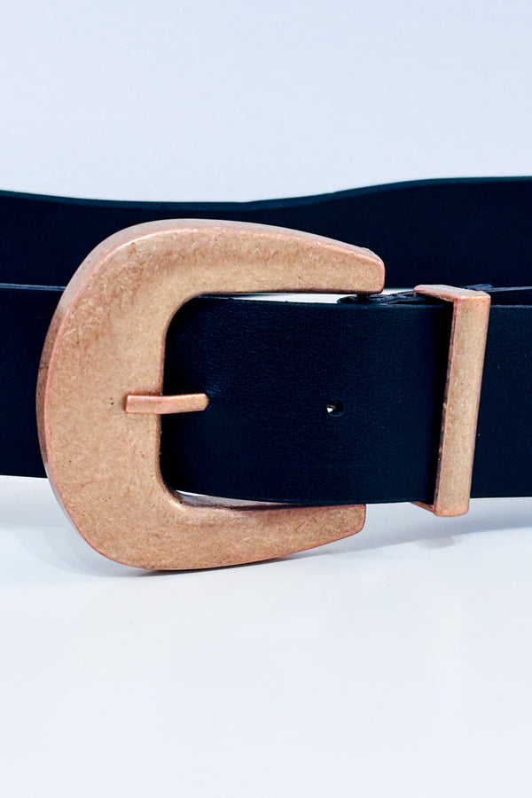 Ceinture noire avec boucle dorée seconde main - Autres- La Penderie du Paradis