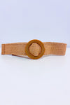 Ceinture élastique effet paille tressée avec boucle ronde seconde main - Autres- La Penderie du Paradis