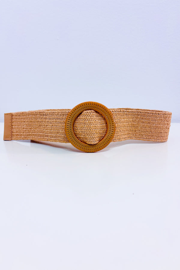 Ceinture élastique effet paille tressée avec boucle ronde seconde main - Autres- La Penderie du Paradis