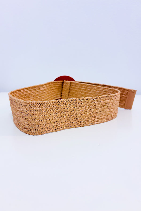 Ceinture élastique effet paille tressée avec boucle ronde seconde main - Autres- La Penderie du Paradis