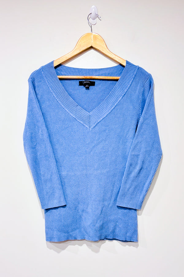 Chandail bleu côtelé (m)-Jessica-La Penderie du Paradis 🕊