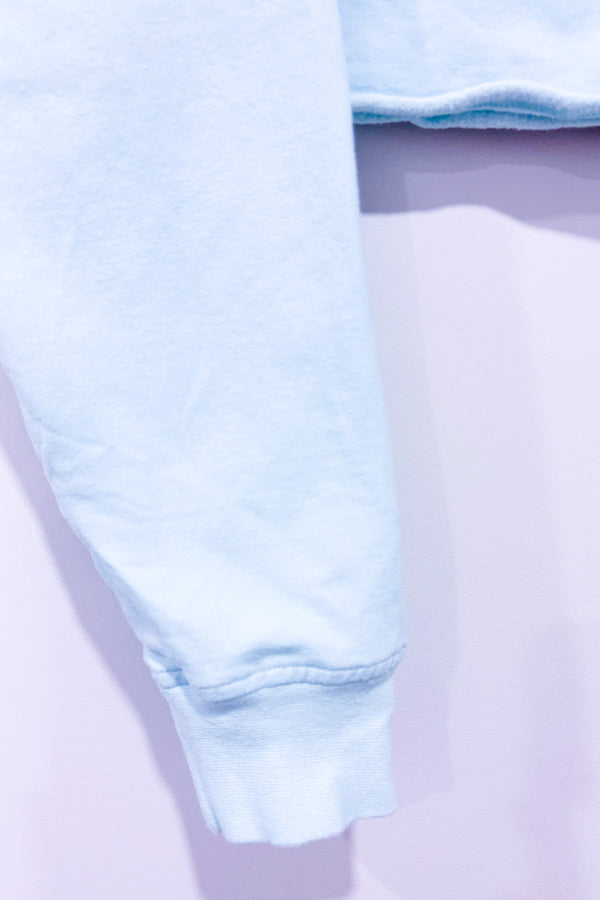 Chandail coupé en coton ouaté vert menthe avec broderie (xs)-Hoaka Apparel-La Penderie du Paradis 🕊
