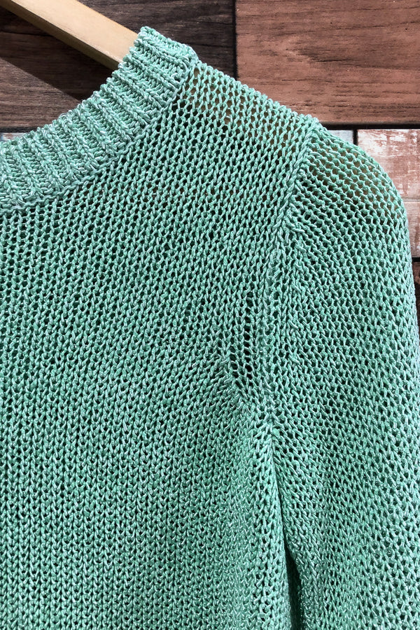 Chandail en maille vert menthe ouvert à l'arrière (xs) seconde main Club Monaco
