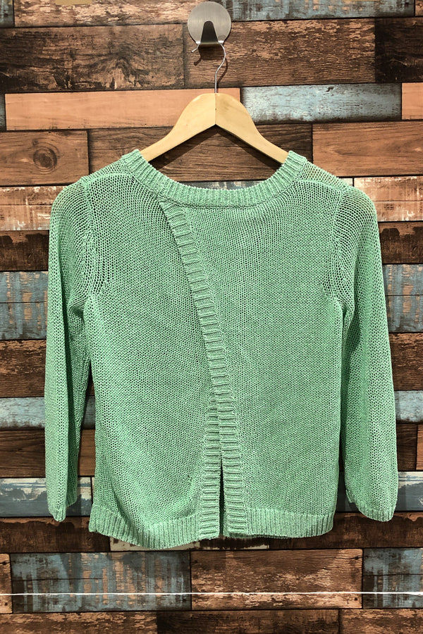 Chandail en maille vert menthe ouvert à l'arrière (xs) seconde main Club Monaco