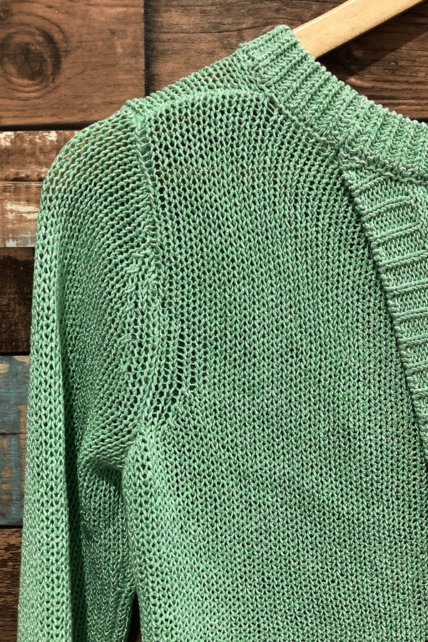Chandail en maille vert menthe ouvert à l'arrière (xs) seconde main Club Monaco