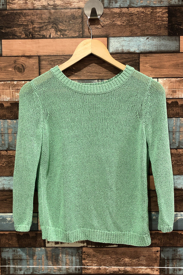 Chandail en maille vert menthe ouvert à l'arrière (xs) seconde main Club Monaco
