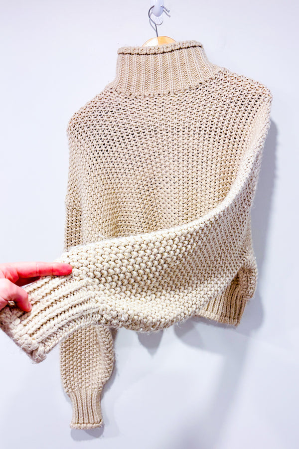 Chandail en tricot rose pâle à col roulé (xs)-H&M-La Penderie du Paradis 🕊