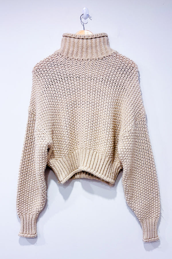 Chandail en tricot rose pâle à col roulé (xs)-H&M-La Penderie du Paradis 🕊