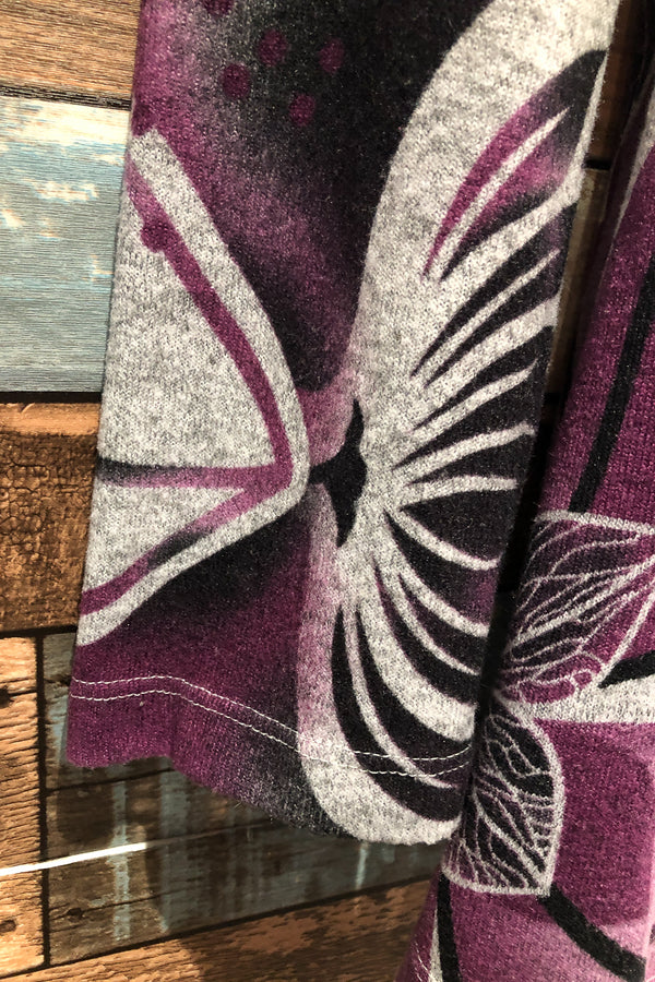Chandail mauve fleuri col fluide (xl) seconde main Grenier