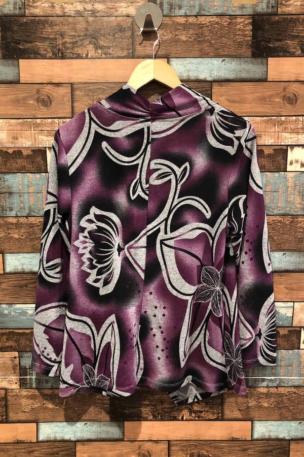 Chandail mauve fleuri col fluide (xl) seconde main Grenier