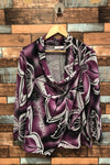 Chandail mauve fleuri col fluide (xl) seconde main Grenier