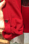 Chandail rouge ''Love'' avec bande rayée noire et blanche au bas (xl) seconde main Grenier