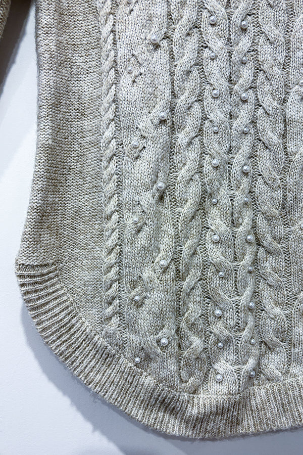 Chandail en tricot beige avec perles (m) seconde main RW&CO