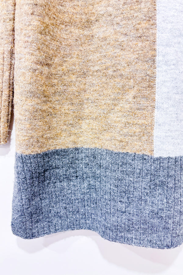 Chandail gris et brun en tricot à col roulé (m)-Reitmans-La Penderie du Paradis 🕊