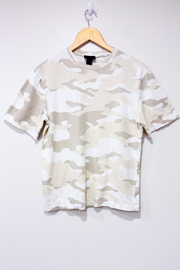 T-shirt beige et blanc motif camouflage (xs)-H&M-La Penderie du Paradis 🕊