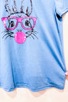 T-shirt bleu avec lapin à lunettes (s)-SHEIN-La Penderie du Paradis 🕊