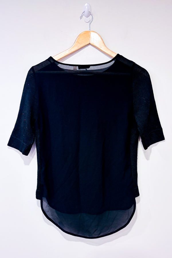 Haut noir avec manches en tricot (xs)-Dex-La Penderie du Paradis 🕊