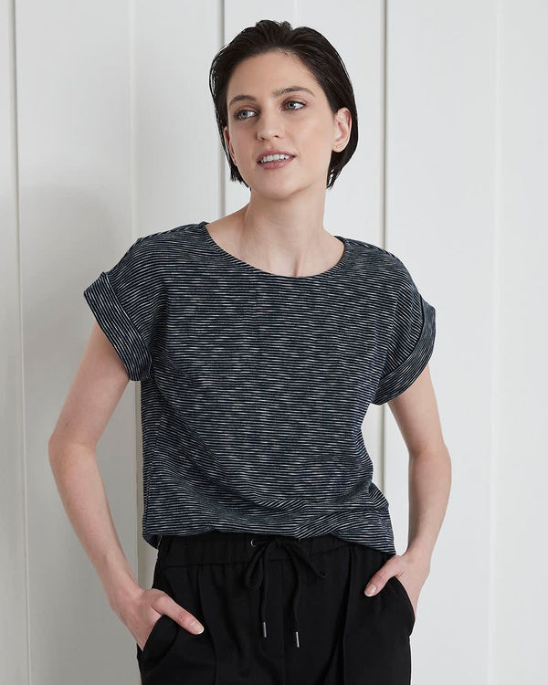 T-shirt en coton épais rayé marine et blanc (m)-RW&CO.-La Penderie du Paradis 🕊