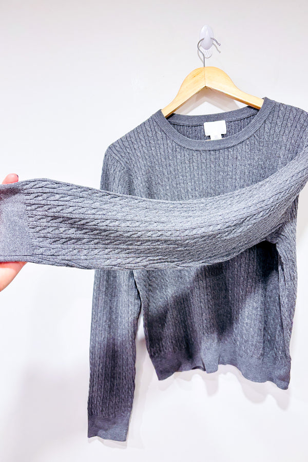 Chandail gris en tricot (m)-H&M-La Penderie du Paradis 🕊