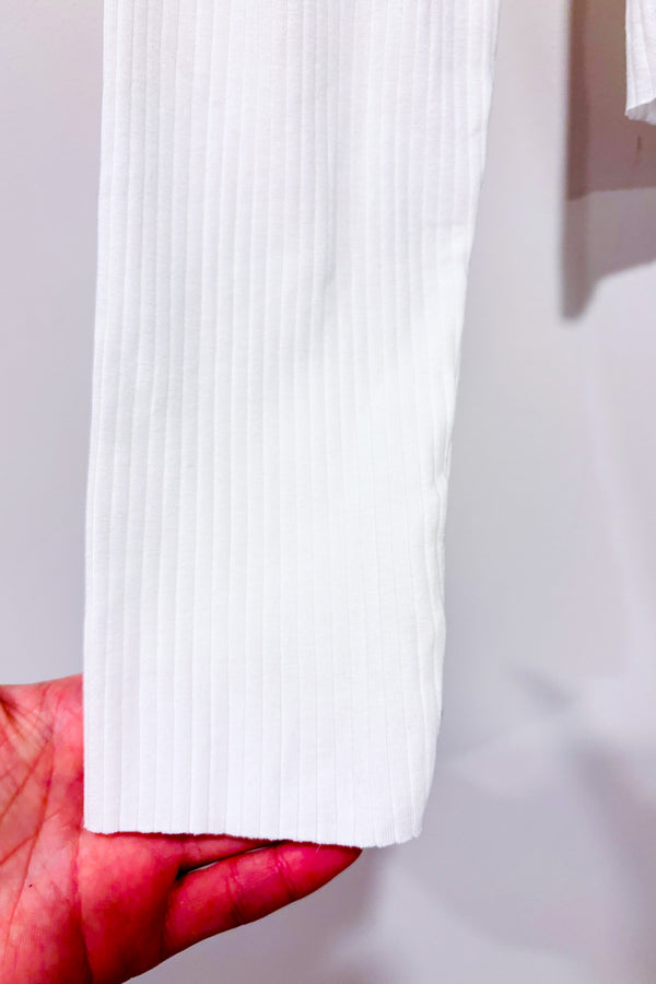 Chandail blanc court côtelé (m)-H&M-La Penderie du Paradis 🕊