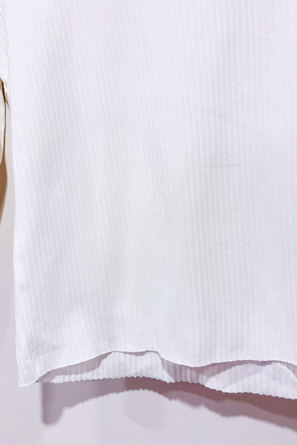 Chandail blanc court côtelé (m)-H&M-La Penderie du Paradis 🕊