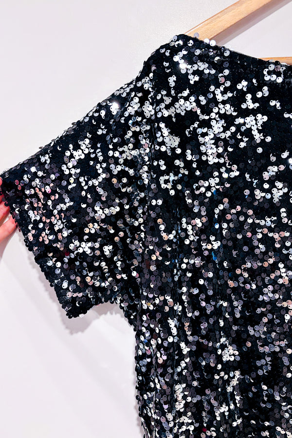 T-shirt ample noir à paillettes (l)*-Anna Kaci-La Penderie du Paradis 🕊