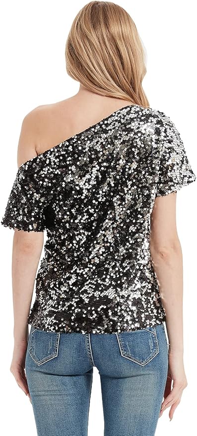 T-shirt ample noir à paillettes (l)*-Anna Kaci-La Penderie du Paradis 🕊