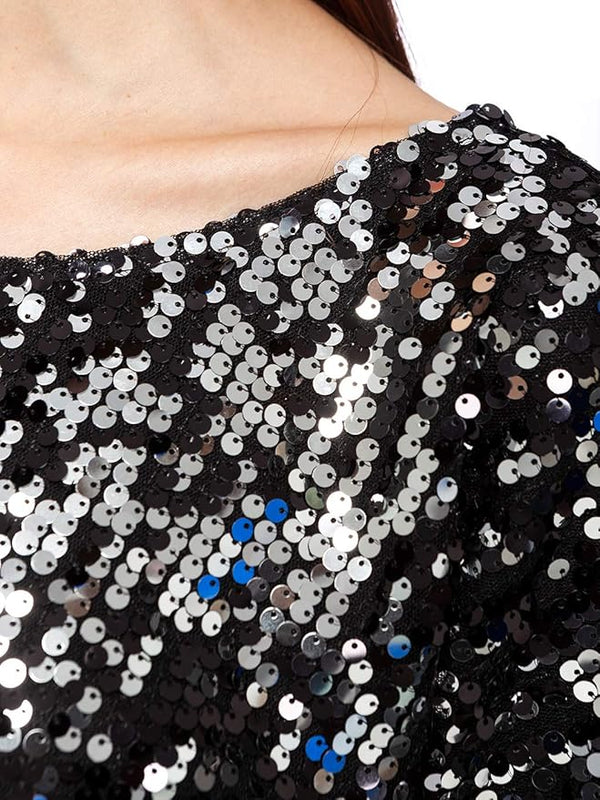 T-shirt ample noir à paillettes (l)*-Anna Kaci-La Penderie du Paradis 🕊