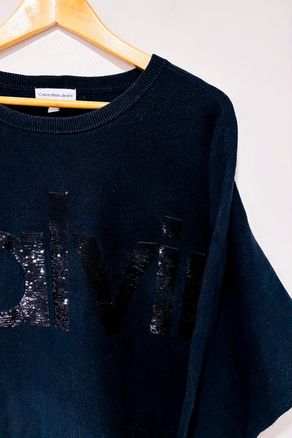 Haut ample noir en tricot avec paillettes (m)-Calvin Klein-La Penderie du Paradis đ