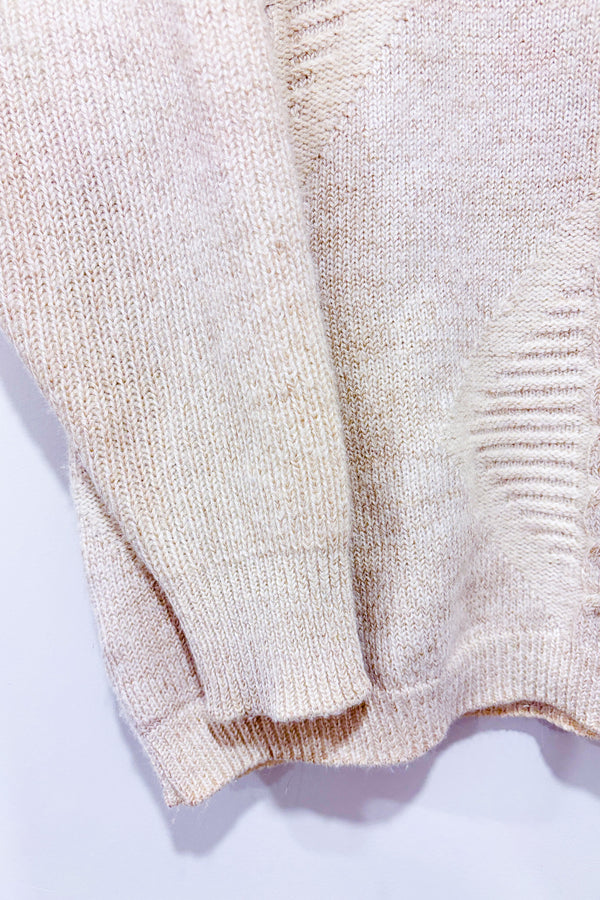 Chandail vintage beige en tricot à col roulé (m)-Kabri-La Penderie du Paradis 🕊