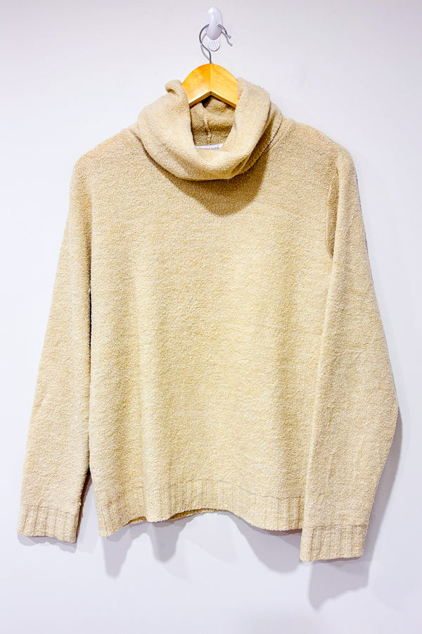 Chandail vintage beige en tricot à col roulé (m)-San Francisco-La Penderie du Paradis 🕊