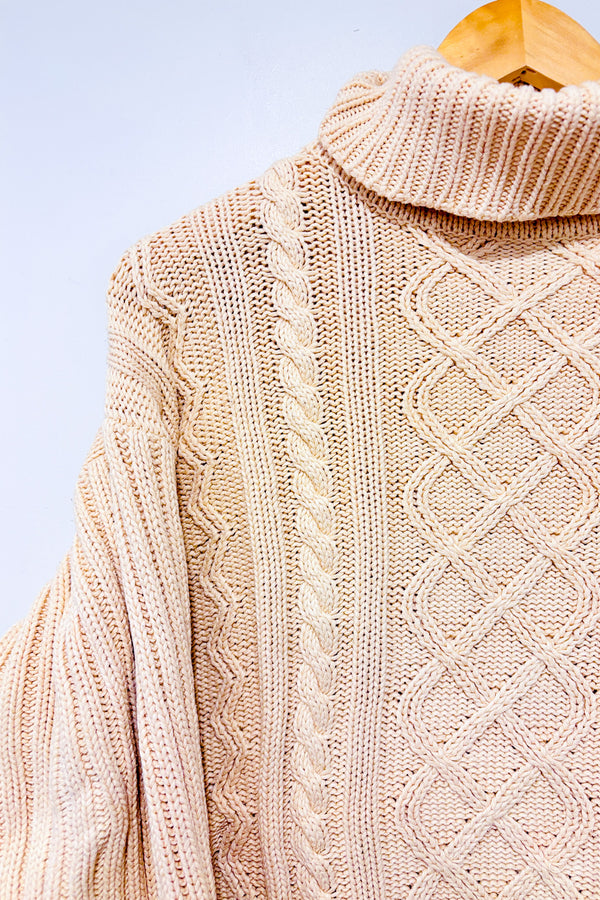 Chandail vintage crème en tricot à col roulé (xl)-Jessica-La Penderie du Paradis 🕊