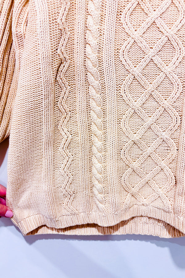 Chandail vintage crème en tricot à col roulé (xl)-Jessica-La Penderie du Paradis 🕊