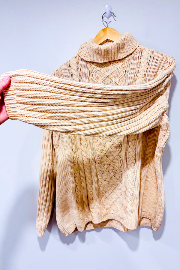 Chandail vintage crème en tricot à col roulé (xl)-Jessica-La Penderie du Paradis 🕊
