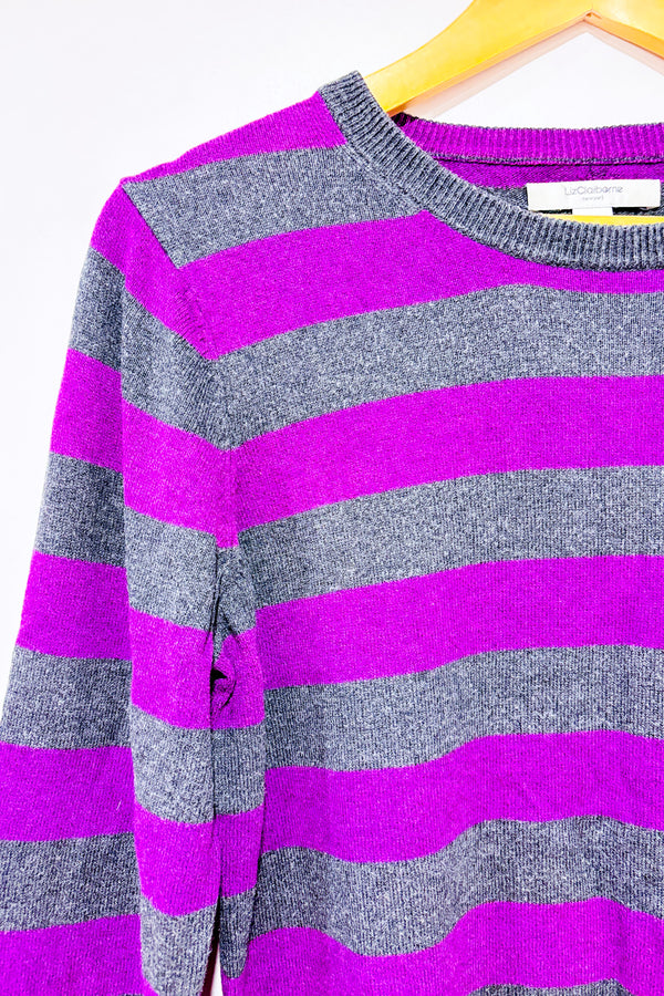 Chandail gris et mauve rayé (l)-Liz Claiborne-La Penderie du Paradis 🕊
