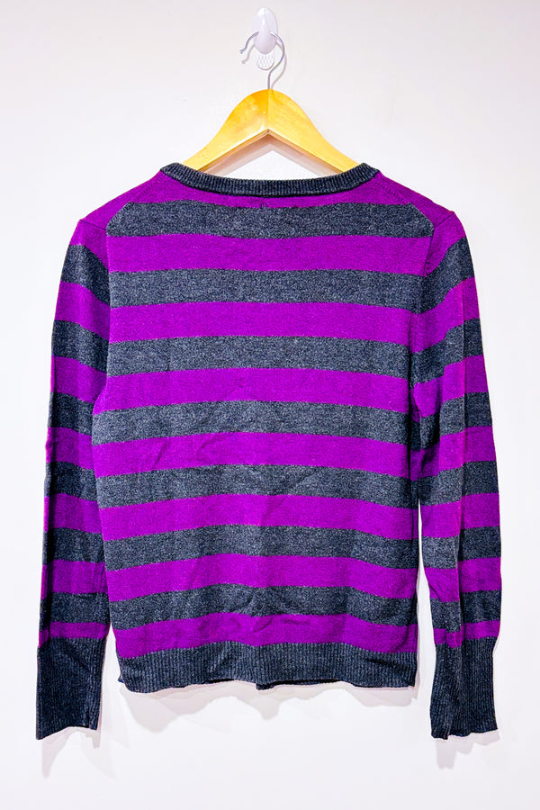 Chandail gris et mauve rayé (l)-Liz Claiborne-La Penderie du Paradis 🕊