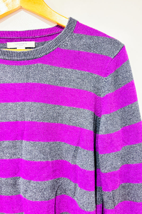 Chandail gris et mauve rayé (l)-Liz Claiborne-La Penderie du Paradis 🕊