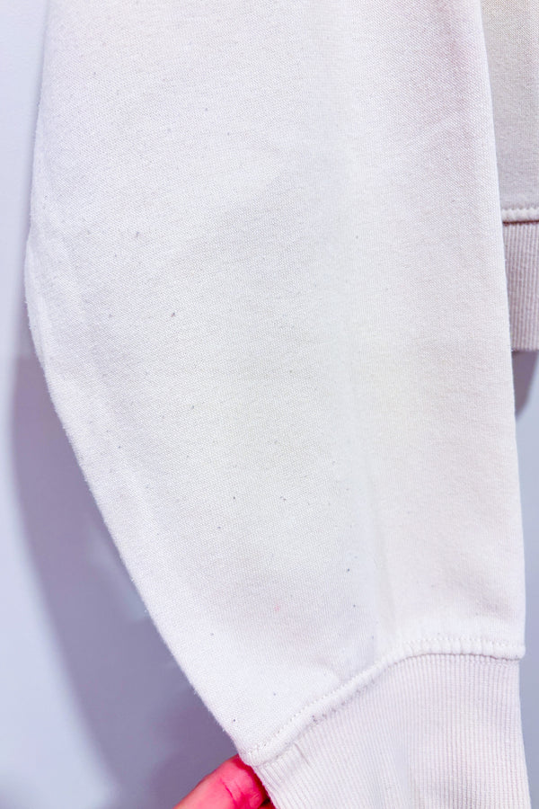 Chandail crewneck crème en coton ouaté (m)-Zara-La Penderie du Paradis 🕊