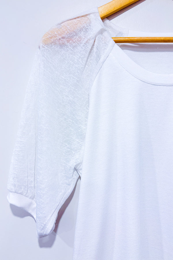 T-shirt blanc avec manches transparentes (s)-Autres-La Penderie du Paradis 🕊