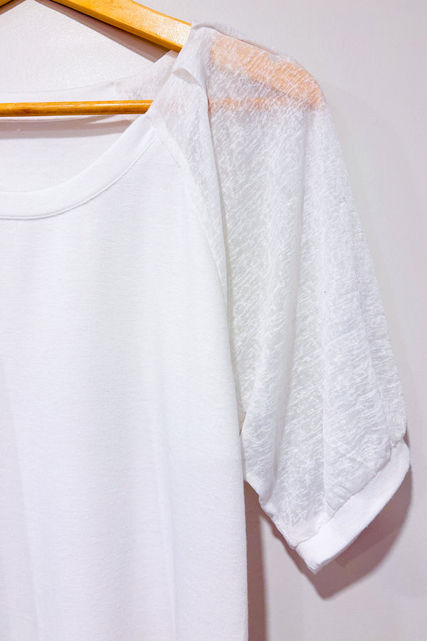 T-shirt blanc avec manches transparentes (s)-Autres-La Penderie du Paradis 🕊