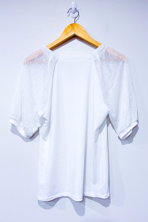 T-shirt blanc avec manches transparentes (s)-Autres-La Penderie du Paradis 🕊