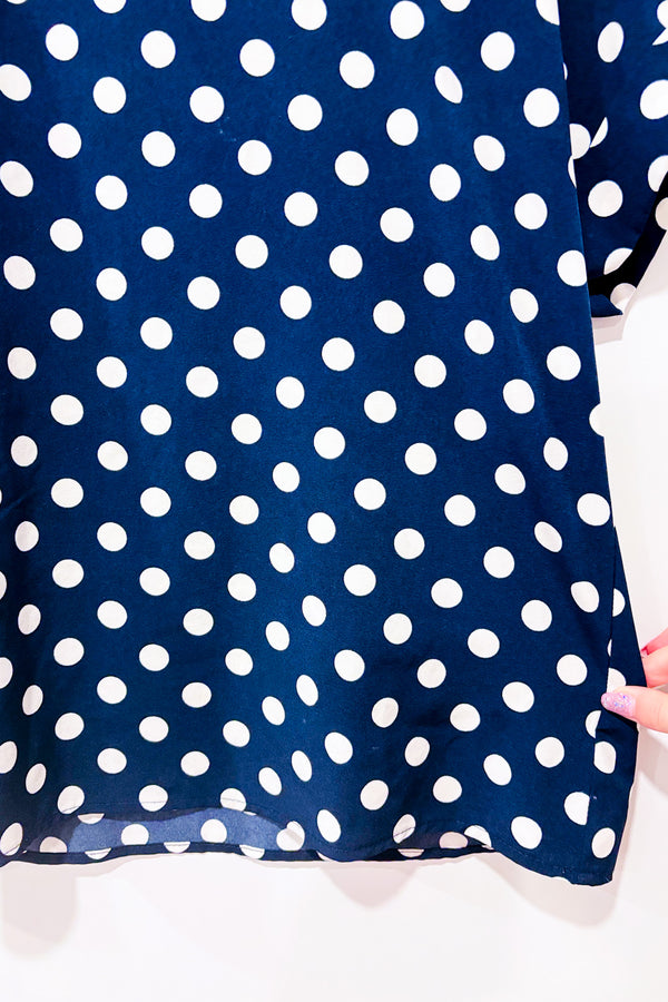 Haut bleu à pois blanc (m) seconde main - Melløday- La Penderie du Paradis