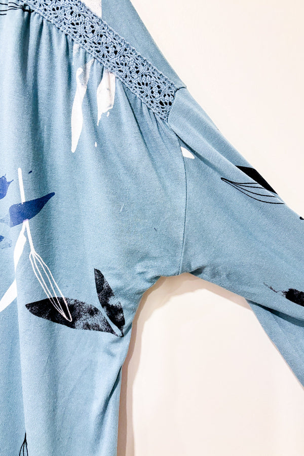 Haut turquoise fleuri (l) seconde main - Reitmans- La Penderie du Paradis